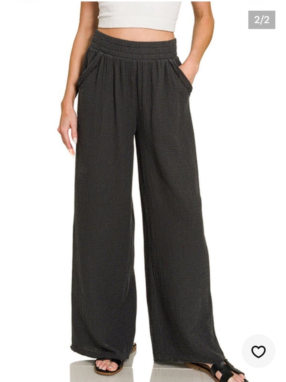 Zenana Double Gauze Elastic
Band Pants black